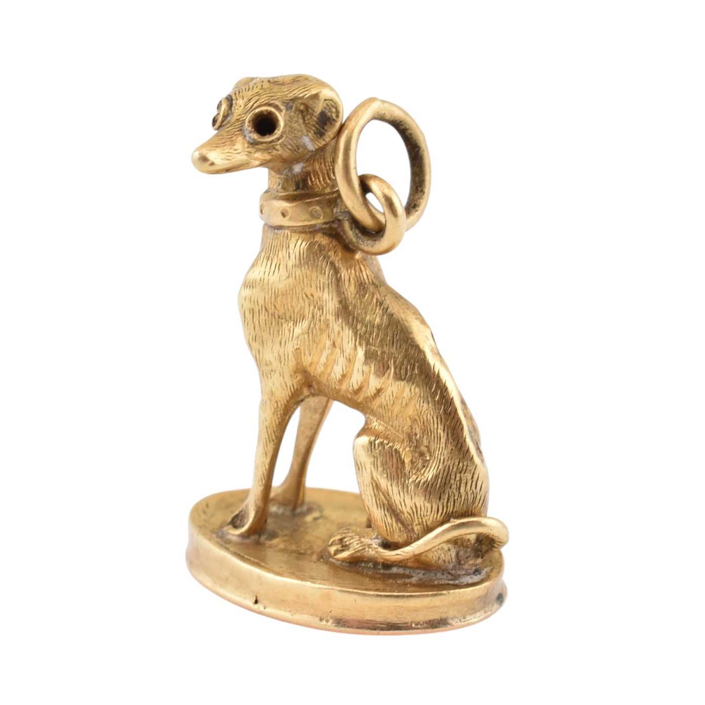Lot 98 - 19TH CENTURY GOLD DOG CHARM SEAL FOB PENDANT