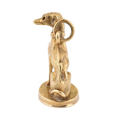 Lot 98 - 19TH CENTURY GOLD DOG CHARM SEAL FOB PENDANT