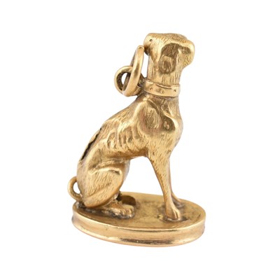 Lot 98 - 19TH CENTURY GOLD DOG CHARM SEAL FOB PENDANT