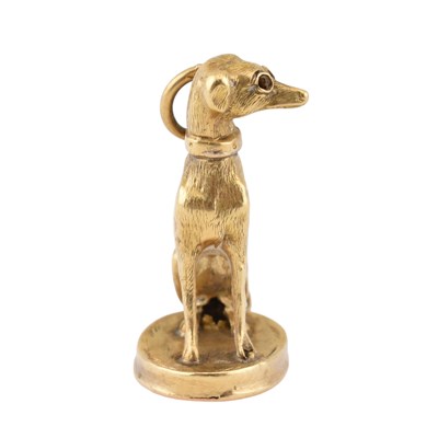 Lot 98 - 19TH CENTURY GOLD DOG CHARM SEAL FOB PENDANT