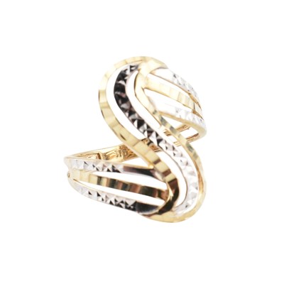 Lot 347 - HALLMARKED 9CT BI-COLOUR GOLD WAVE RING