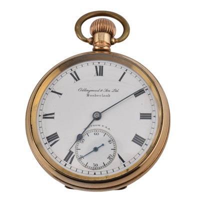 Lot 333 - EARLY 20TH CENTURY AMERICAN WALTHAM TRAVELER GOLD PLATED POCKET WATCH