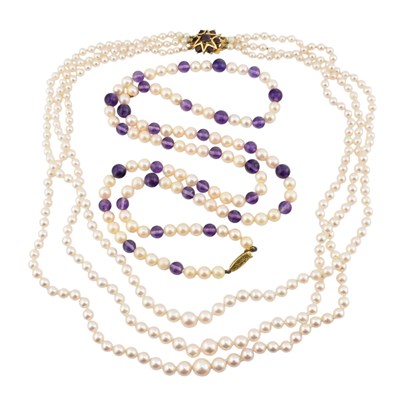 Lot 300 - TWO GOLD PEARL & GEM SET NECKLACES