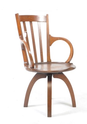 Lot 710 - LATE VICTORIAN ARTS & CRAFTS LIBERTY MANNER OAK OFFICE SWIVEL CHAIR