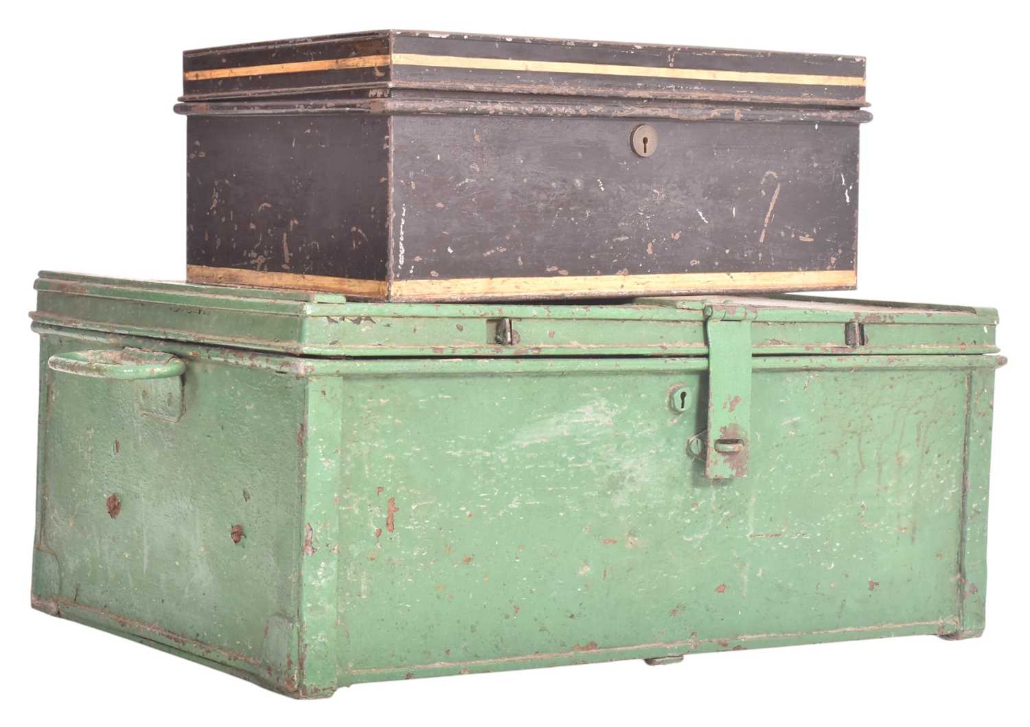 Lot 189 - TWO VICTORIAN & LATER CAST IRON SAFETY DEPOSIT BOXES