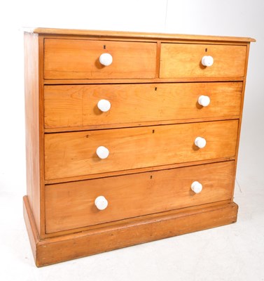 Lot 760 - 19TH CENTURY VICTORIAN PINE LARGE CHEST OF DRAWERS