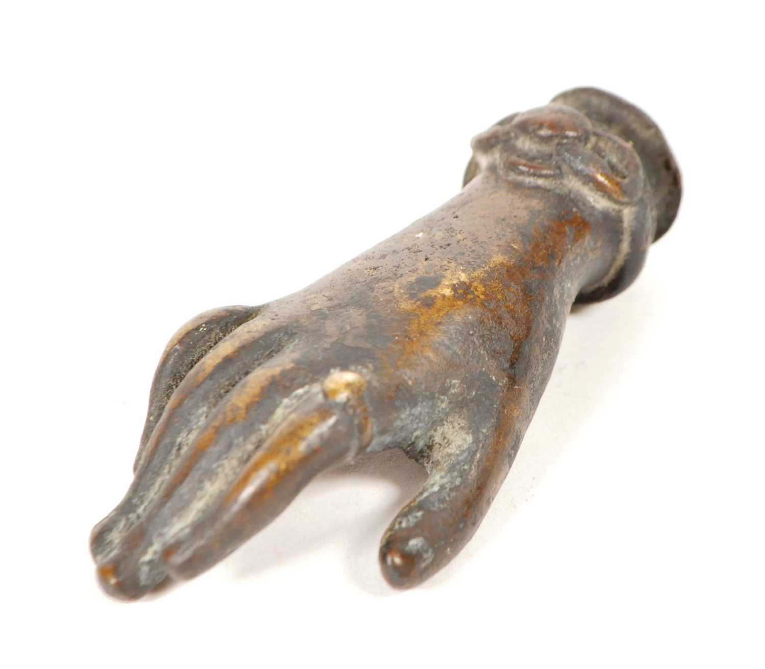 Hand Paperweight Lot 375 - 19TH CENTURY VICTORIAN BRONZE HAND