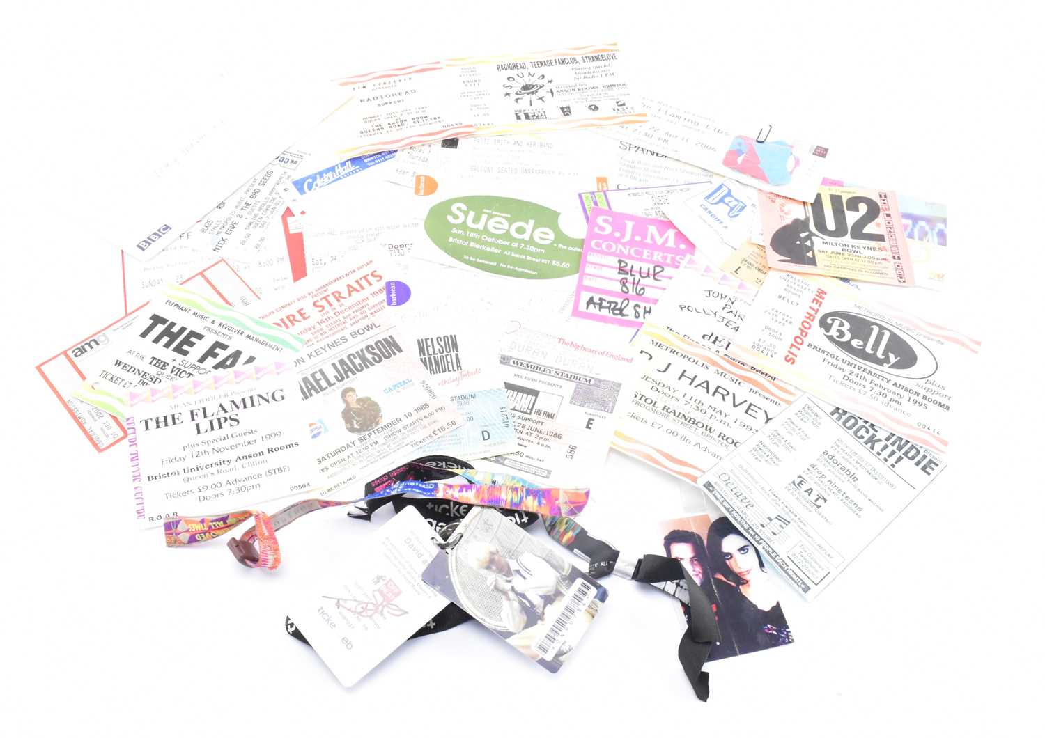 Lot 165 - COLLECTION OF VINTAGE GIG TICKET STUBS & WRISTBANDS FROM 1980S ONWARDS INCL. BOWIE