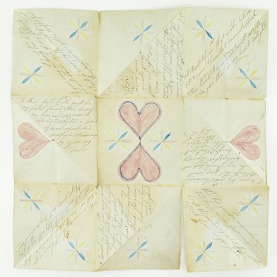 Lot 25 - 1857 VICTORIAN PAPER PUZZLE PURSE LOVE LETTER