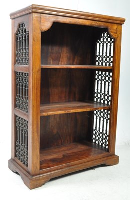 Lot 705 - CONTEMPORARY SHEESHAM OPEN FACE MOROCCAN STYLE BOOKCASE