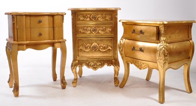 Lot 696 - COLLECTION OF THREE GILT BEDSIDE CHEST OF DRAWERS