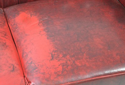 Lot 727 - TWO SEATER CHESTERFIELD OXBLOOD LEATHER CHESTERFIELD SOFA SETTEE
