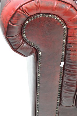 Lot 727 - TWO SEATER CHESTERFIELD OXBLOOD LEATHER CHESTERFIELD SOFA SETTEE