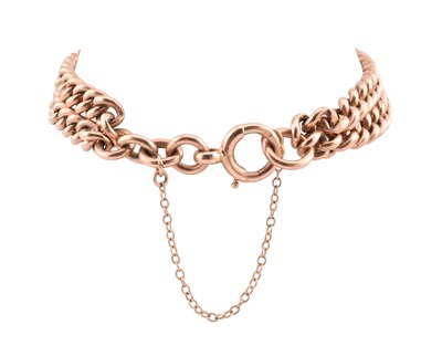 Lot 124 - 9CT GOLD DOUBLE CHAIN LINK BRACELET