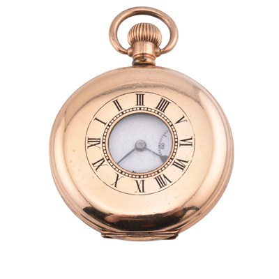 Lot 209 - SWISS GOLD PLATED HALF HUNTER POCKET WATCH