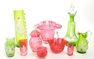 Lot 198 - COLLECTION 19TH CENTURY MARY GREGORY & CRANBERRY GLASS