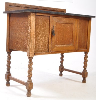 Lot 685 - EARLY 20TH CENTURY OAK WASHSTAND CABINET