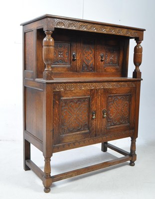 Lot 664 - MID CENTURY JACOBEAN REVIVAL OAK COURT CUPBOARD