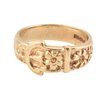 Lot 361 - HALLMARKED 9CT GOLD BUCKLE RING