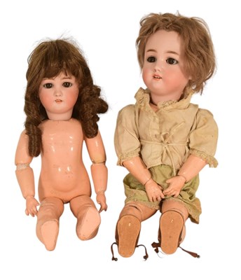 Lot 45 - DOLLS - X2 ANTIQUE GERMAN SIMON & HALBIG ' DRESSEL ' BISQUE HEAD DOLLS