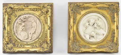 Lot 190 - AFTER ENRICO BRAGA (1841-1919) - PAIR RECONSTITUTED MARBLE WALL PLAQUES