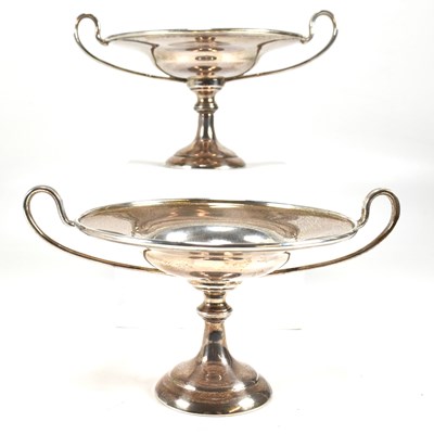 Lot 18 - EDWARDIAN HALLMARKED SILVER PAIR OF TWIN HANDLED PAIR OF TAZZAS