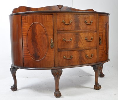 Lot 672 - EARLY 20TH CENTURY MAHOGANY BOW FRONT DEMI LUNE CABINET / SIDEBOARD