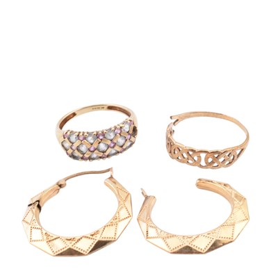 Lot 279 - HALLMARKED 9CT GOLD & GEM SET RING & JEWELLERY FRAGMENTS AF