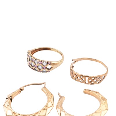 Lot 279 - HALLMARKED 9CT GOLD & GEM SET RING & JEWELLERY FRAGMENTS AF
