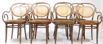 Lot 565 - DINETTE MID CENTURY SET OF EIGHT THONET STYLE BENTWOOD CHAIRS