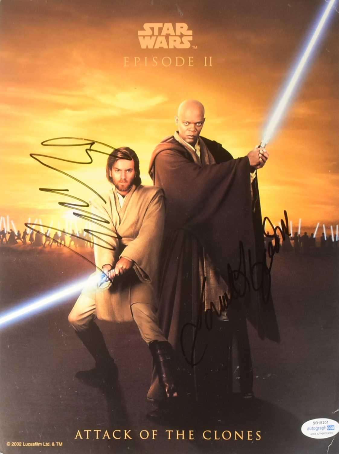 Lot 160 - STAR WARS - EPISODE II - DUAL SIGNED PROMO CARD - JACKSON & MCGREGOR
