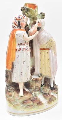 Lot 124 - 19TH CENTURY STAFFORDSHIRE BIBLICAL PEARLWARE FIGURINE SPILL VASE