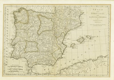 Lot 223 - DUNN, SAMUEL. 1786 MAP OF SPAIN AND PORTUGAL, FRAMED & GLAZED