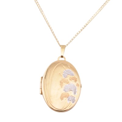 Lot 215 - HALLMARKED 9CT GOLD OVAL LOCKET PENDANT NECKLACE