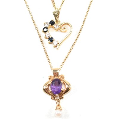 Lot 244 - TWO 9CT GOLD & GEM SET PENDANT NECKLACES