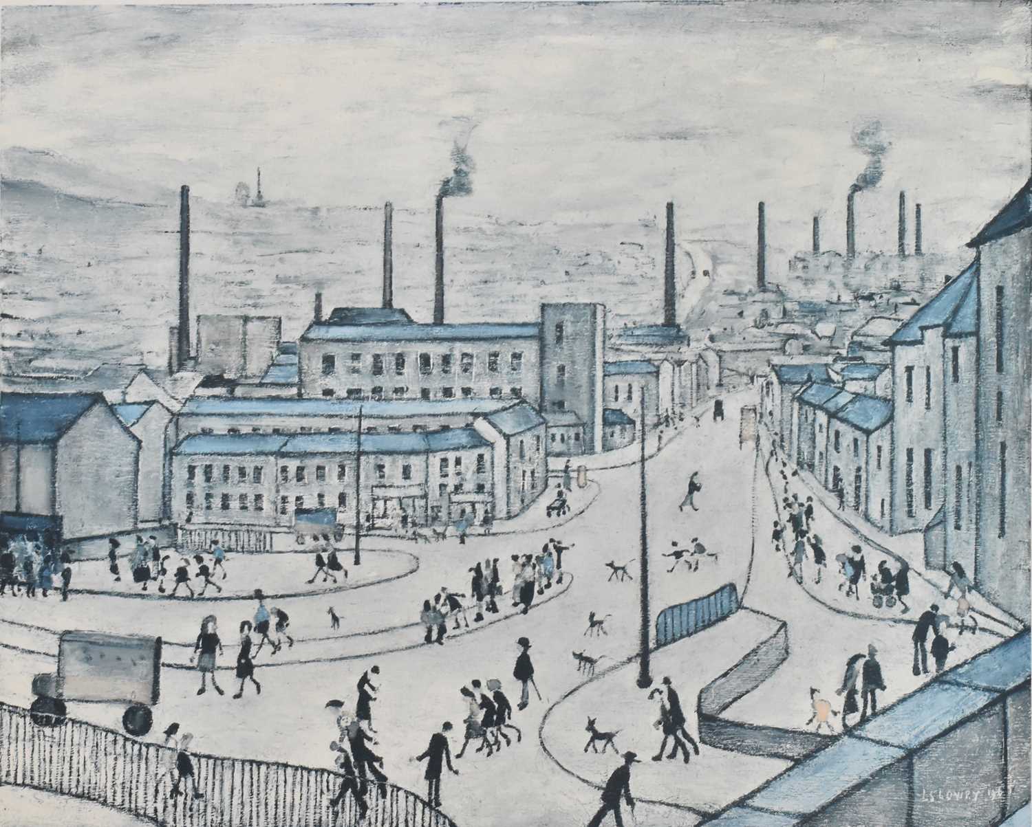 Lot 80 - AFTER L. S. LOWRY (1887-1976) - HUDDERSFIELD - SIGNED LITHOGRAPH