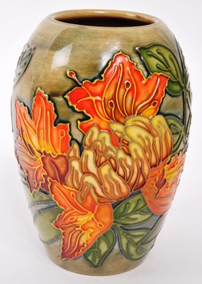 Lot 160 - MOORCROFT POTTERY - FLAME OF THE FOREST CERAMIC VASE