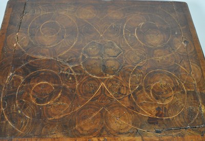 Lot 620 - 17TH CENTURY WALNUT OYSTER VENEERED SLOPE FRONT CHEST