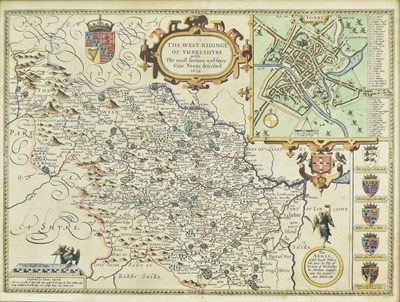 Lot 219 - YORKSHIRE: SPEED, JOHN. 1610 HAND COLOURED MAP OF YORKSHIRE