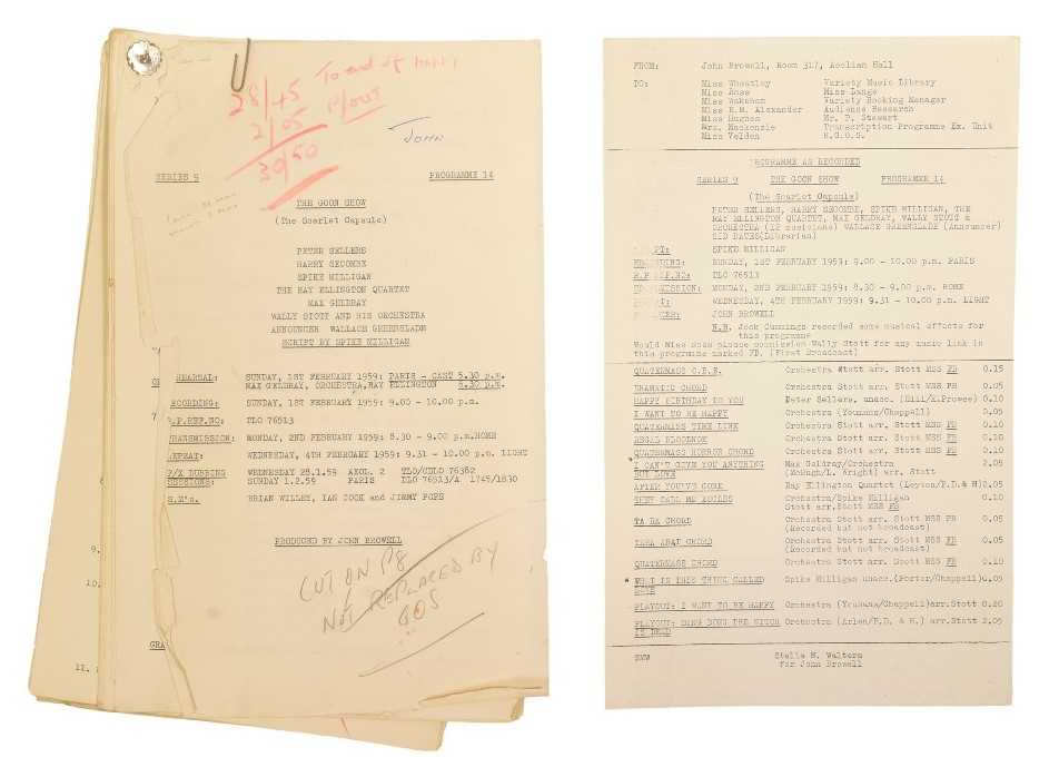 Lot 59 - THE GOON SHOW – BBC COMEDY SHOW 1951-1960 - ORIGINAL RECORDING SCRIPT
