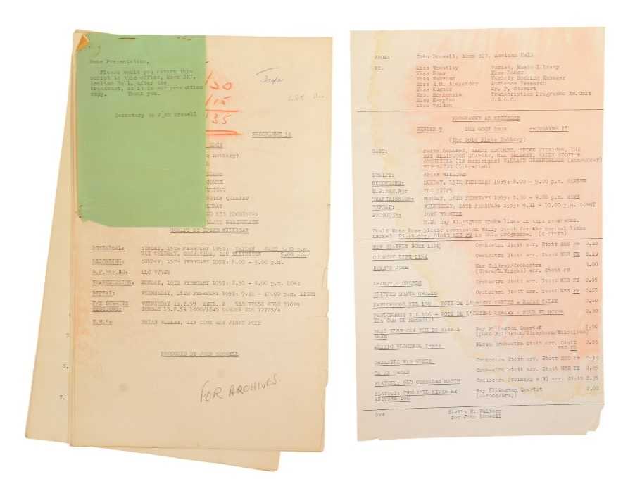 Lot 69 - THE GOON SHOW – BBC COMEDY SHOW 1951-1960 - ORIGINAL RECORDING SCRIPT