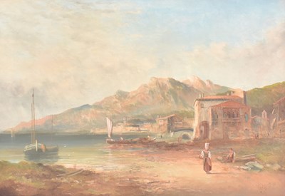 Lot 341 - ALFRED POLLENTINE (1836-1890) - ITALIAN SCHOOL LANDSCAPE OIL ON CANVAS