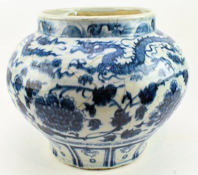 Lot 270 - SCARSE SET OF SIX 18 ARHATS LUOHANS JARS 元 青花 十八罗汉 罐