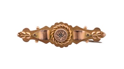 Lot 278 - EDWARDIAN HALLMARKED 9CT GOLD & DIAMOND BROOCH PIN