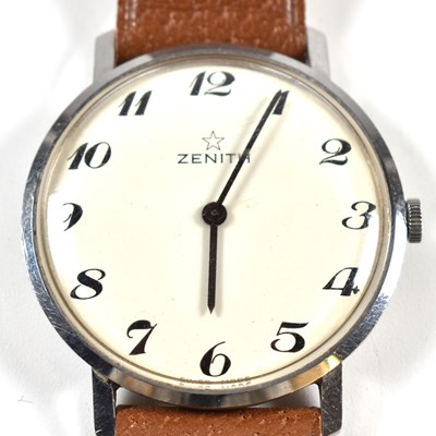 Lot 265 - ZENITH WRISTWATCH WITH LEATHER STRAP