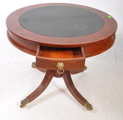 Lot 970 - REGENCY STYLE MAHOGANY VENEERED DRUM TABLE