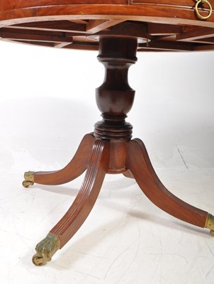 Lot 970 - REGENCY STYLE MAHOGANY VENEERED DRUM TABLE