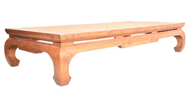 Lot 444 - QING DYNASTY ELM WOOD & WOVEN TOP DAYBED