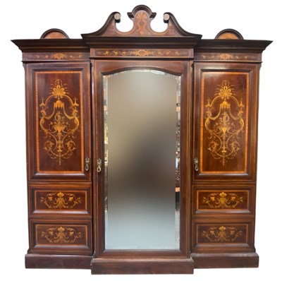 Lot 595 - EDWARDS & ROBERTS - EDWARDIAN MAHOGANY INLAID WARDROBE