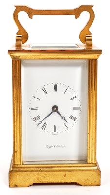 Lot 380 - MAPPIN & WEBB BRASS CARRIAGE MANTEL CLOCK